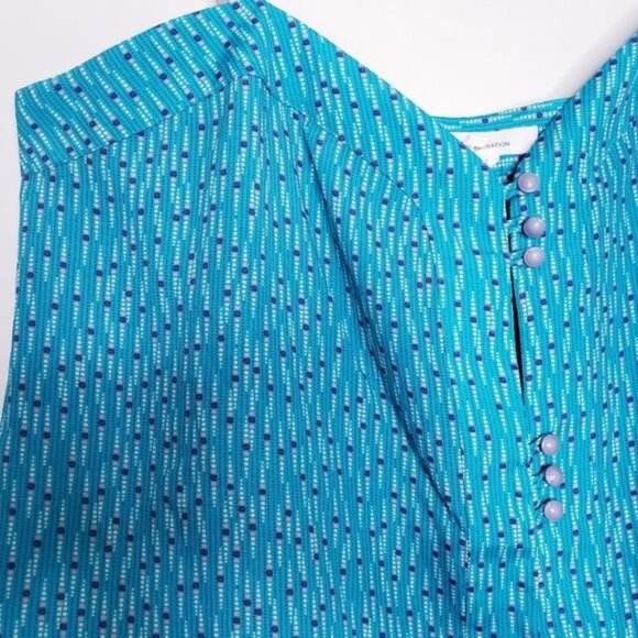 BCBGeneration Y2K Blue Button Front Printed Tank Top Women's Size Large - Picture 3 of 9